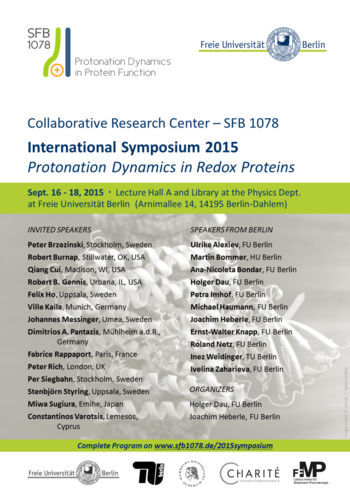 Symposium 2015 - Protonation Dynamics in Redox Proteins
